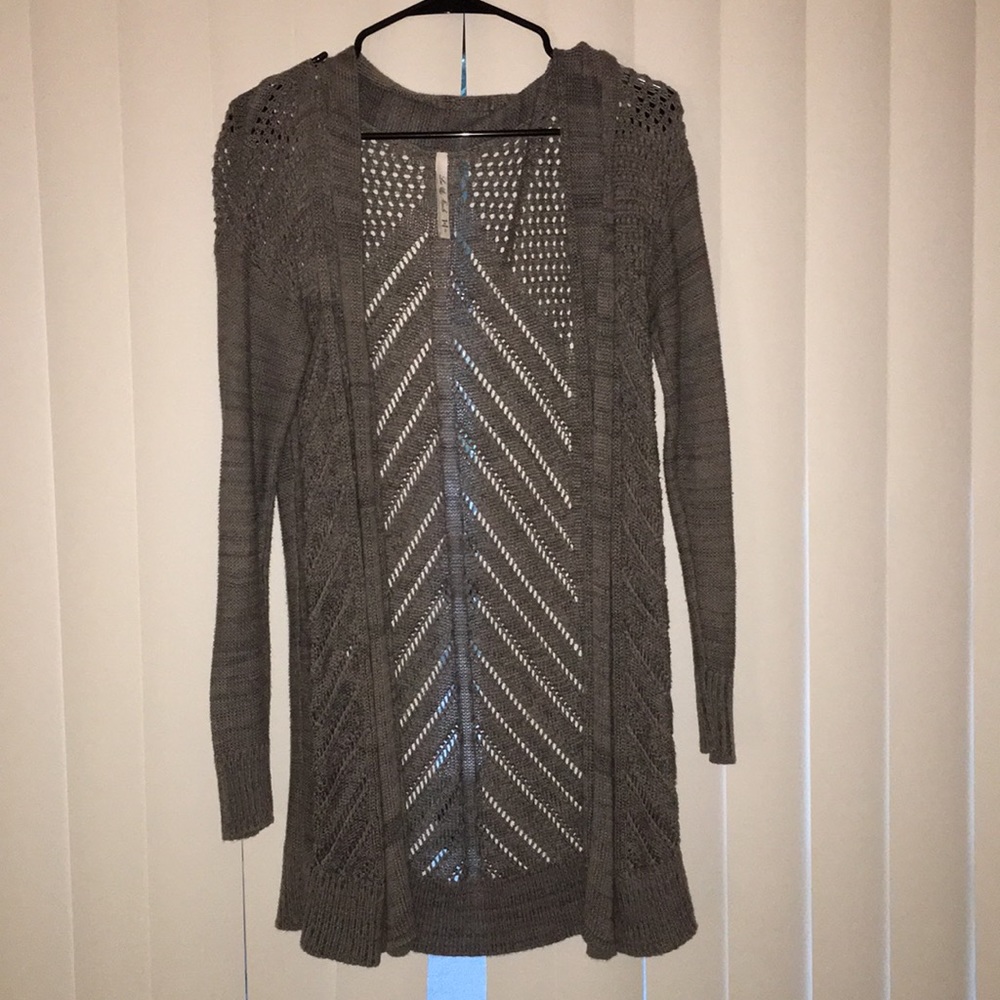 Grey knit cardigan sweater